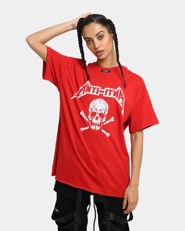The Anti Order Death Metal Oversized T-Shirt Red/White Denim Fabric Leather Fabric Suede Fabric The Anti Order Death Metal Oversized T-Shirt Red/White Denim Fabric Leather Fabric Suede Fabric