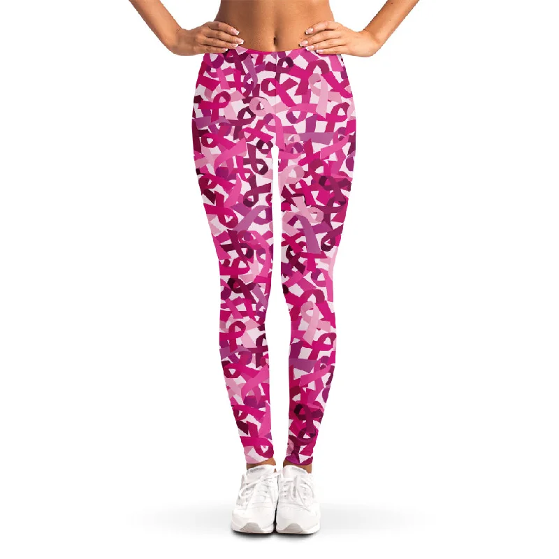 Breast Cancer Awareness Symbol Print Women's Leggings Fashionable Plus-Size Activewear Breast Cancer Awareness Symbol Print Women's Leggings Fashionable Plus-Size Activewear