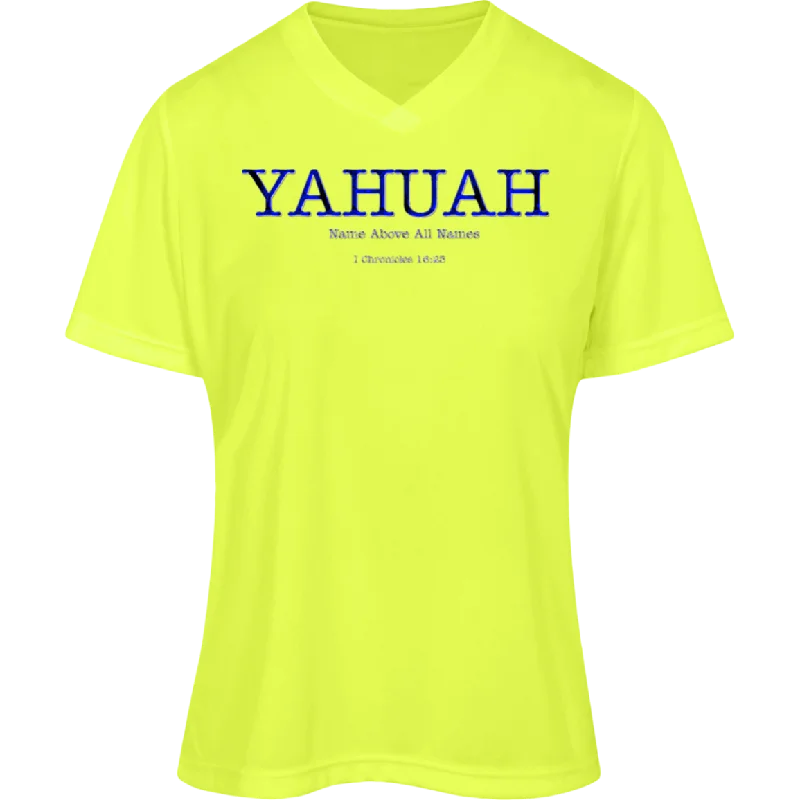 Yahuah-Name Above All Names 02-01 Designer Team 365 Ladies Zone V-neck T-shirt Machine Wash Dry Clean Hand Wash Yahuah-Name Above All Names 02-01 Designer Team 365 Ladies Zone V-neck T-shirt Machine Wash Dry Clean Hand Wash