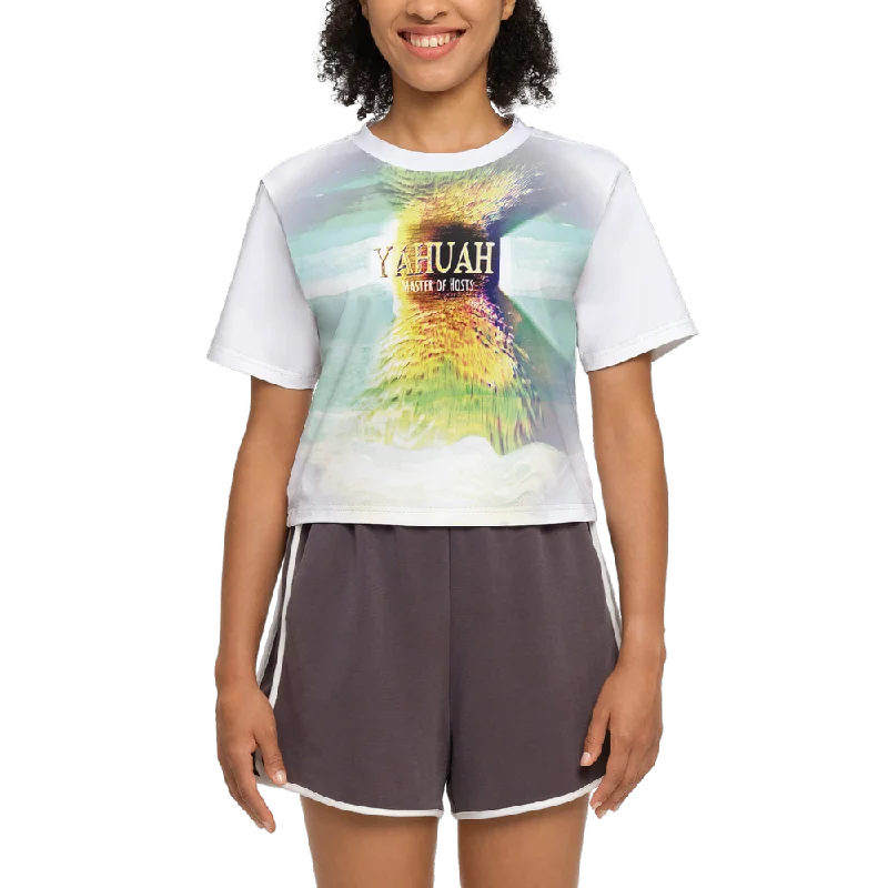 Yahuah-Master of Hosts 02-03 Designer Cropped High Performance SORONA T-shirt Seamless Knitted Crochet Yahuah-Master of Hosts 02-03 Designer Cropped High Performance SORONA T-shirt Seamless Knitted Crochet