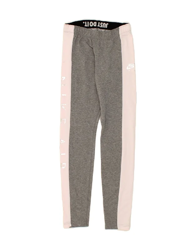 NIKE Womens Graphic Leggings UK 10 Small Grey Colourblock Polyester Stylish Sweatproof Leggings NIKE Womens Graphic Leggings UK 10 Small Grey Colourblock Polyester Stylish Sweatproof Leggings