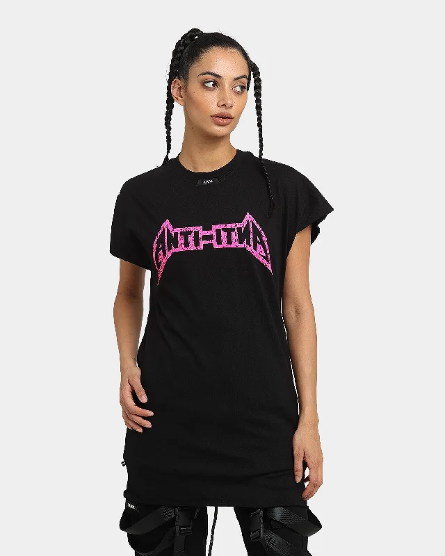 The Anti Order Heavy Metal Bat T-Shirt Black/Pink Cotton Fabric Linen Fabric Terry Fabric The Anti Order Heavy Metal Bat T-Shirt Black/Pink Cotton Fabric Linen Fabric Terry Fabric