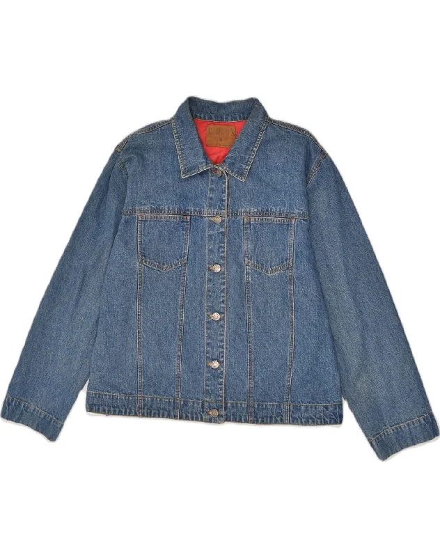 CHICO'S Womens Graphic Denim Jacket US 3 XS Blue Cotton Front Pockets Side Pockets Patch Pockets CHICO'S Womens Graphic Denim Jacket US 3 XS Blue Cotton Front Pockets Side Pockets Patch Pockets