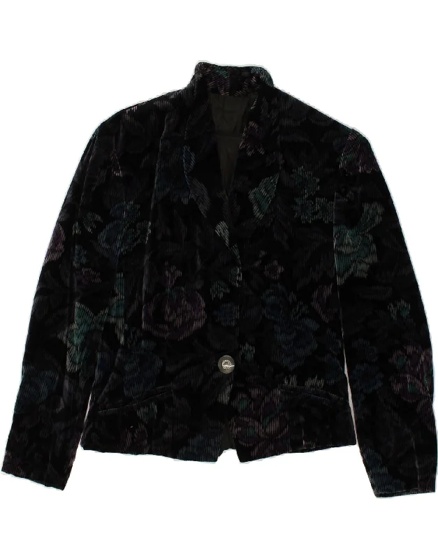 VINTAGE Womens Corduroy 1 Button Blazer Jacket UK 10 Small Black Floral Faux Fur Jacket Real Fur Jacket Shearling Jacket VINTAGE Womens Corduroy 1 Button Blazer Jacket UK 10 Small Black Floral Faux Fur Jacket Real Fur Jacket Shearling Jacket