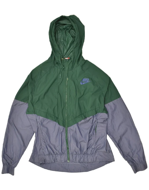 NIKE Womens Hooded Rain Jacket UK 16 Large Green Colourblock Polyester Quilted Jacket Puffer Jacket Insulated Jacket NIKE Womens Hooded Rain Jacket UK 16 Large Green Colourblock Polyester Quilted Jacket Puffer Jacket Insulated Jacket