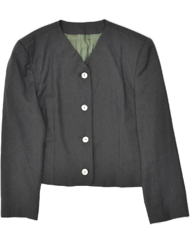 VINTAGE Womens 4 Button Blazer Jacket UK 14 Medium Grey Fitted Jacket Loose Jacket Oversized Jacket VINTAGE Womens 4 Button Blazer Jacket UK 14 Medium Grey Fitted Jacket Loose Jacket Oversized Jacket