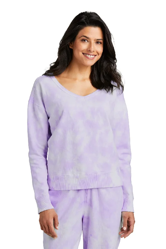 Port & Company Ladies Beach Wash Cloud Tie-Dye V-Neck Sweatshirt Hoodie with Elastic Cuffs Stretchable Comfortable Port & Company Ladies Beach Wash Cloud Tie-Dye V-Neck Sweatshirt Hoodie with Elastic Cuffs Stretchable Comfortable