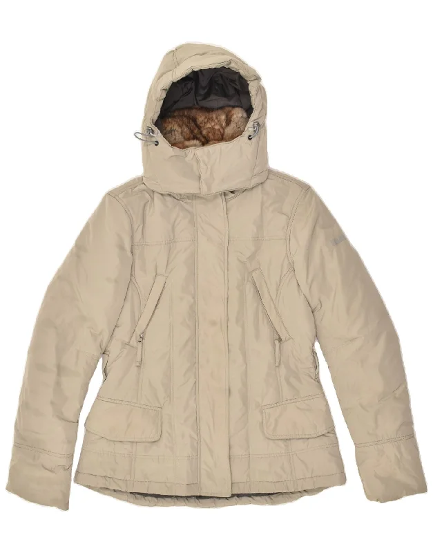 SLAM Womens Hooded Windbreaker Jacket UK 10 Small Beige Polyester Embroidered Jacket Appliqued Jacket Beaded Jacket SLAM Womens Hooded Windbreaker Jacket UK 10 Small Beige Polyester Embroidered Jacket Appliqued Jacket Beaded Jacket
