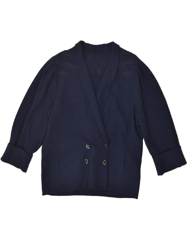 VINTAGE Womens Double Breasted Blazer Jacket IT 48 XL Navy Blue Anorak Shell Jacket Lightweight Jacket VINTAGE Womens Double Breasted Blazer Jacket IT 48 XL Navy Blue Anorak Shell Jacket Lightweight Jacket