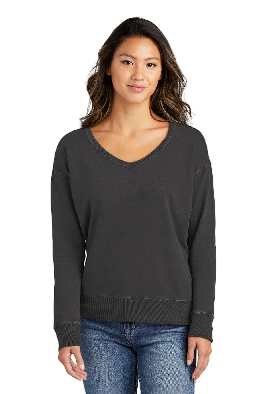 Port & Company Ladies Beach Wash Garment-Dyed V-Neck Sweatshirt Hoodie with Cuffed Sleeves Snug Secure Port & Company Ladies Beach Wash Garment-Dyed V-Neck Sweatshirt Hoodie with Cuffed Sleeves Snug Secure
