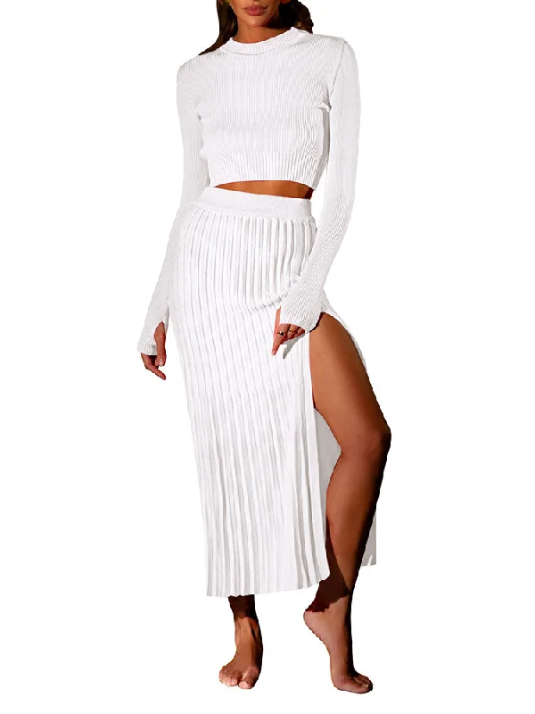 Women's Crop Top Split Bodycon Midi Skirt Fall Sweater Dresses Beaded Sweater Sequined Faux Fur Women's Crop Top Split Bodycon Midi Skirt Fall Sweater Dresses Beaded Sweater Sequined Faux Fur