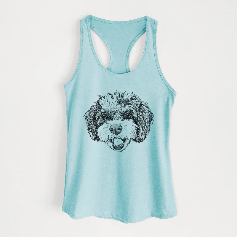 Doodled Santana Banana the Bichon Poodle - Women's Racerback Tanktop lime green tank Doodled Santana Banana the Bichon Poodle - Women's Racerback Tanktop lime green tank