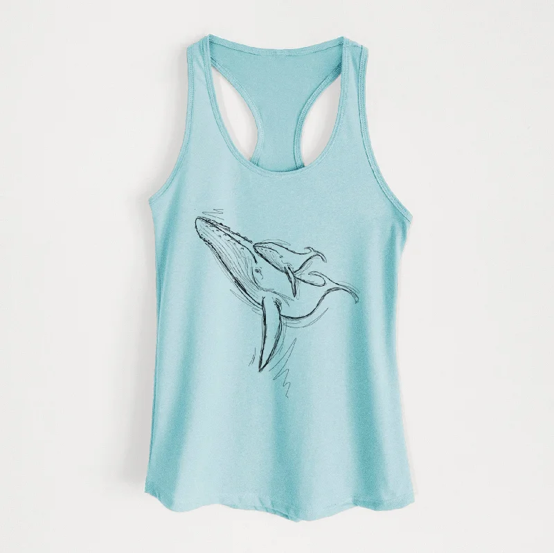 Doodled Mama and Baby the Humpback Whale - Women's Racerback Tanktop athletic tank top Doodled Mama and Baby the Humpback Whale - Women's Racerback Tanktop athletic tank top