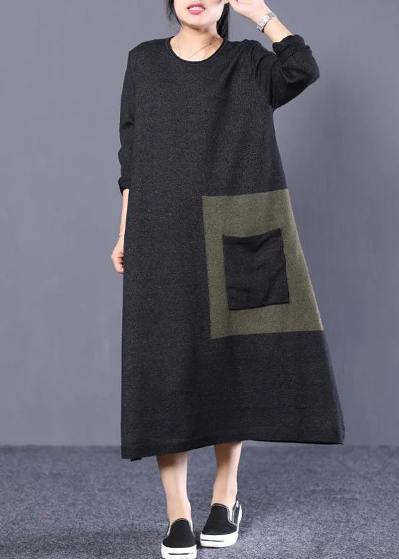 Simple cotton clothes Women Organic Loose Round Neck Long Knit Sweater Chocolate and Black Dress Lightweight Heavyweight Midweight Simple cotton clothes Women Organic Loose Round Neck Long Knit Sweater Chocolate and Black Dress Lightweight Heavyweight Midweight