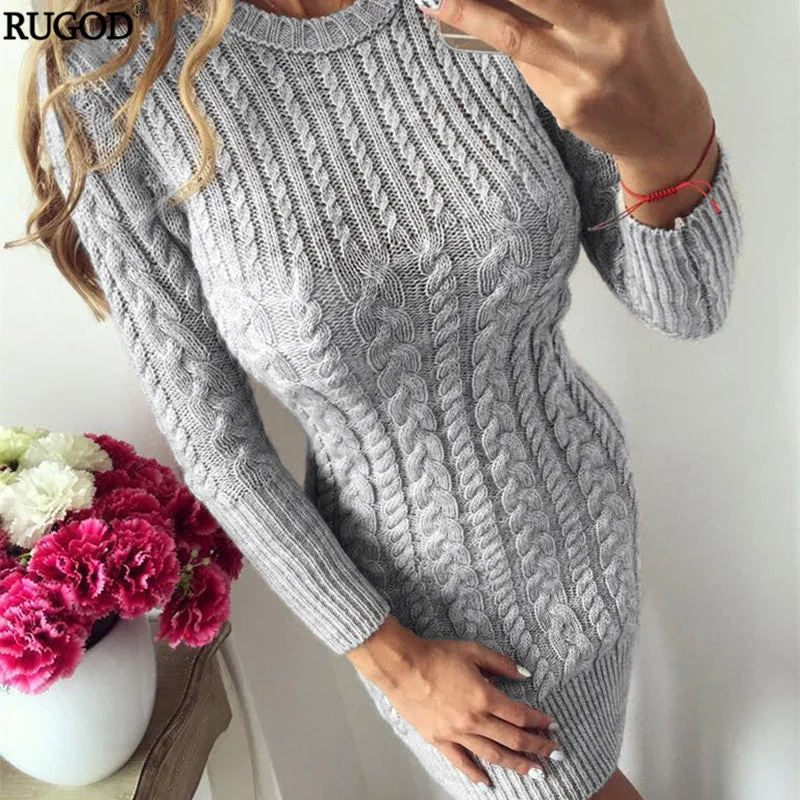RUGOD 2018 New Autumn Winter Warm Sweater Dress Women Sexy Slim Bodycon Dress Female O neck Long Sleeve Knitted Dress Vestidos Machine Wash Dry Clean Hand Wash RUGOD 2018 New Autumn Winter Warm Sweater Dress Women Sexy Slim Bodycon Dress Female O neck Long Sleeve Knitted Dress Vestidos Machine Wash Dry Clean Hand Wash