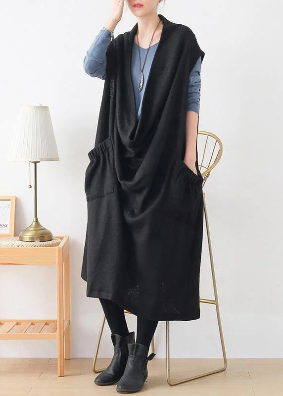Women black Sweater dress outfit plus size o neck asymmetric Art knitwear Spandex Rayon Corduroy Women black Sweater dress outfit plus size o neck asymmetric Art knitwear Spandex Rayon Corduroy