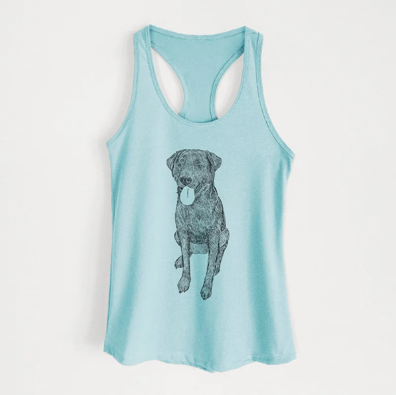 Doodled Duffy the Rottweiler Labrador Mix - Women's Racerback Tanktop white tank top Doodled Duffy the Rottweiler Labrador Mix - Women's Racerback Tanktop white tank top