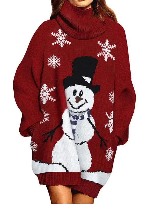 Pinkqueen Ugly Christmas Sweater Turtleneck Dresses For Women Transparent Opaque Sheer Pinkqueen Ugly Christmas Sweater Turtleneck Dresses For Women Transparent Opaque Sheer