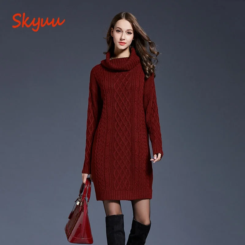 Skyuu 2018 Winter Sweater Dress Plus Size Women Long Sleeve Turtleneck White Mini Knitted Dress Lady Sweater Dresses Winter 4XL Terry Terry Cloth Terry Knit Skyuu 2018 Winter Sweater Dress Plus Size Women Long Sleeve Turtleneck White Mini Knitted Dress Lady Sweater Dresses Winter 4XL Terry Terry Cloth Terry Knit
