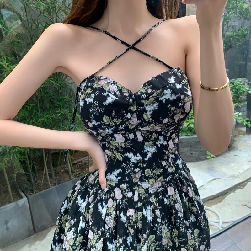 Bella Sexy Strap Dress Women Elegant Floral Vintage Boho Chiffon Dresses Casual V-neck Beach Backless Party Dress Summer 2022 Tunics Business professional Bella Sexy Strap Dress Women Elegant Floral Vintage Boho Chiffon Dresses Casual V-neck Beach Backless Party Dress Summer 2022 Tunics Business professional