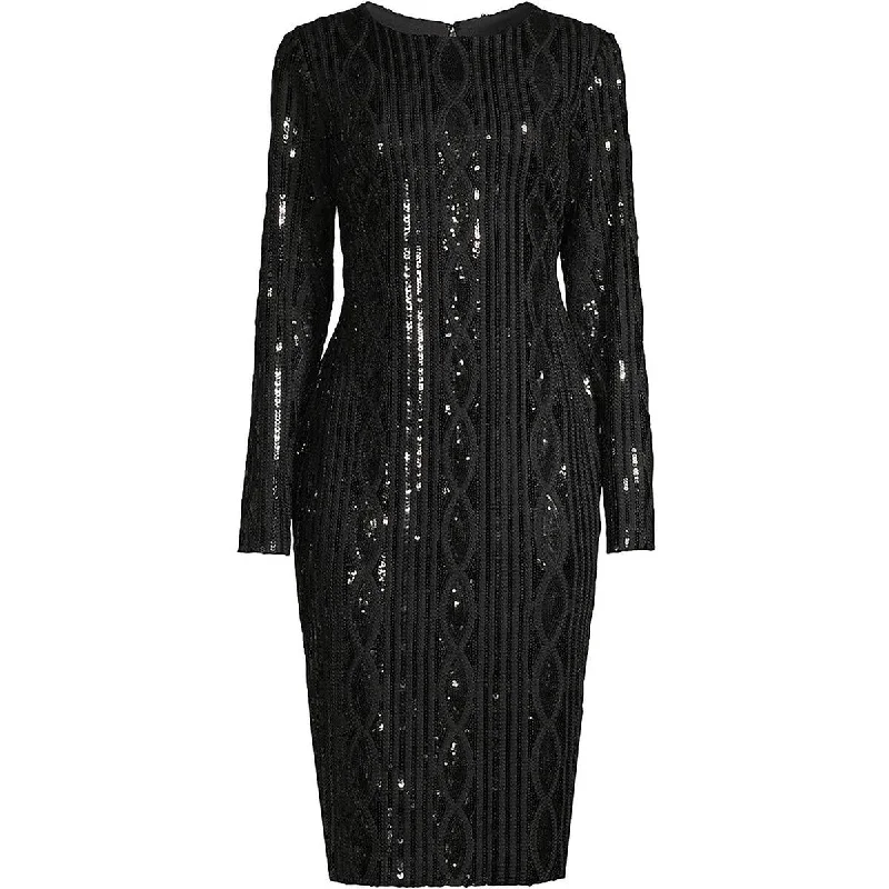 Donna Karan Womens Sequined Knee-Length Cocktail And Party Dress Tunics Satin smooth Donna Karan Womens Sequined Knee-Length Cocktail And Party Dress Tunics Satin smooth